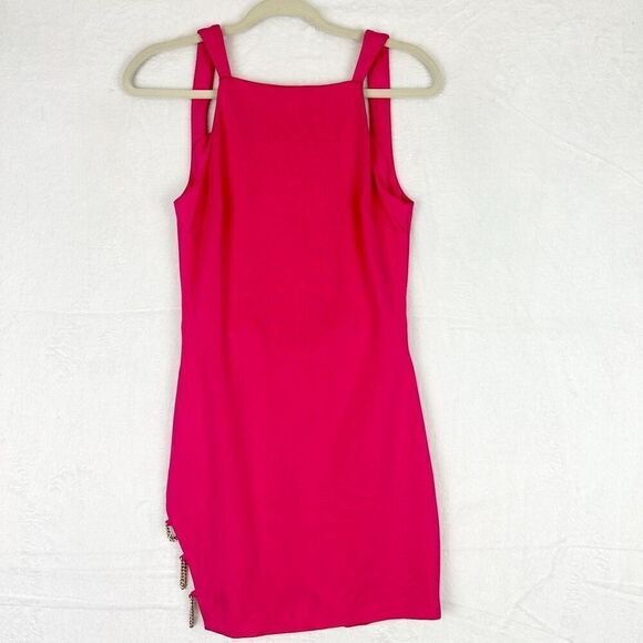 H:ours Cassia Mini Dress Size XS Fuchsia Ponte Open Back Chain Link - Picture 5 of 10